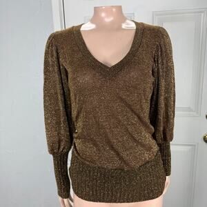 Vintage Y2K Cenit Knit Women's Sweater Medium Metallic Gold USA Acrylic X20